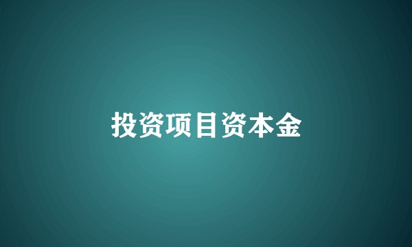 投资项目资本金