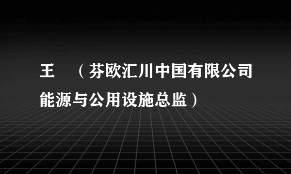 王玥(芬欧汇川中国有限公司能源与公用设施总监)