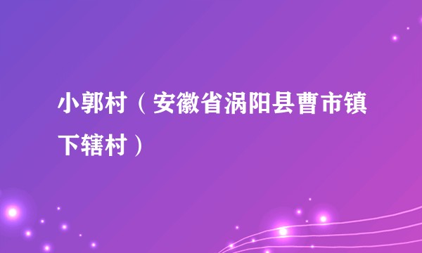 小郭村(安徽省涡阳县曹市镇下辖村)