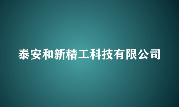 泰安和新精工科技有限公司