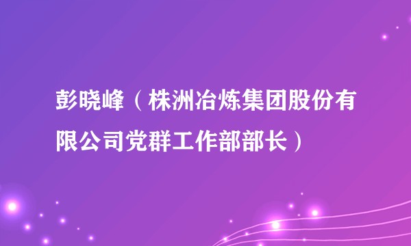彭晓峰（株洲冶炼集团股份有限公司党群工作部部长）