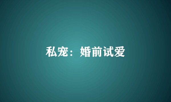 私宠：婚前试爱