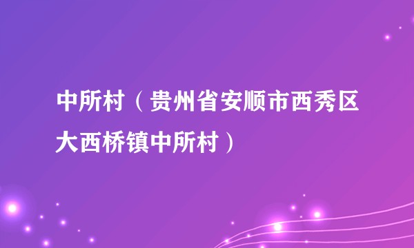 中所村（贵州省安顺市西秀区大西桥镇中所村）
