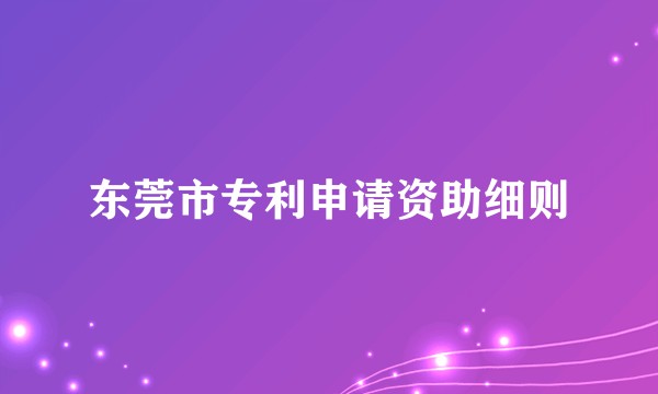 东莞市专利申请资助细则