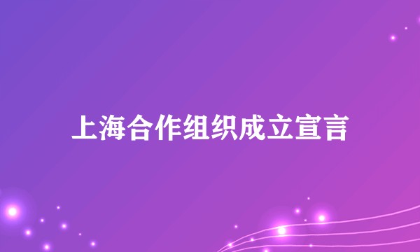 上海合作组织成立宣言