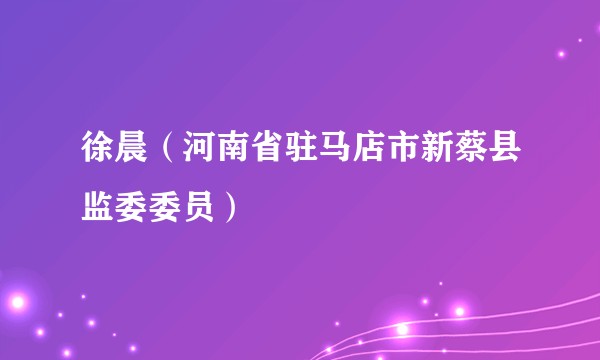 徐晨(河南省驻马店市新蔡县监委委员)