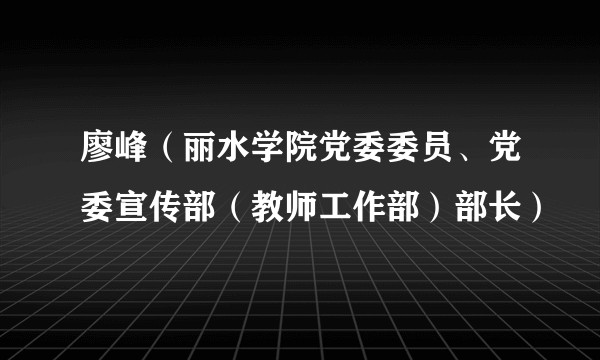廖峰(丽水学院党委委员、党委宣传部(教师工作部)部长)