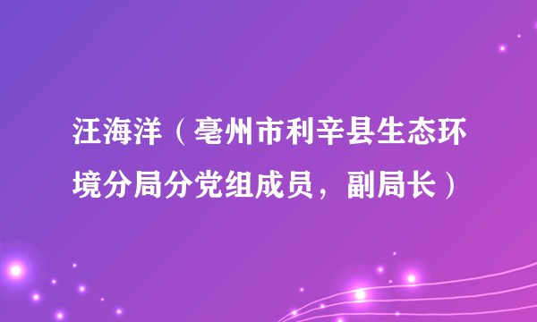 汪海洋（亳州市利辛县生态环境分局分党组成员，副局长）