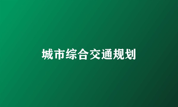 城市综合交通规划