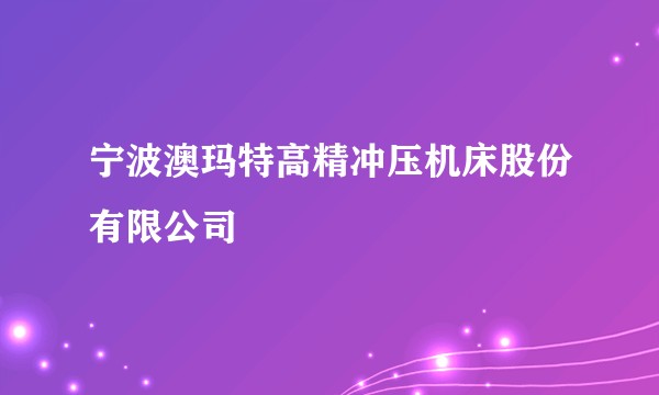 宁波澳玛特高精冲压机床股份有限公司