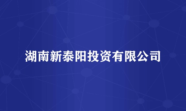 湖南新泰阳投资有限公司