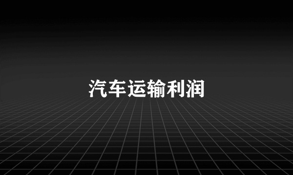汽车运输利润