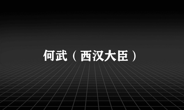 何武（西汉大臣）