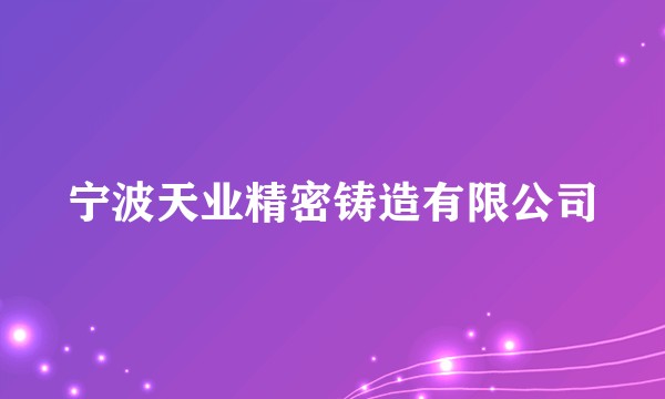 宁波天业精密铸造有限公司