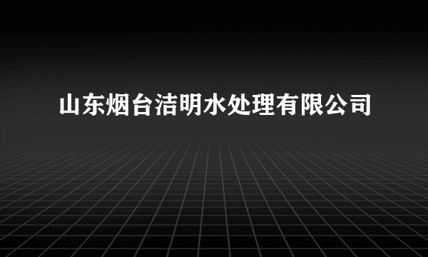 山东烟台洁明水处理有限公司