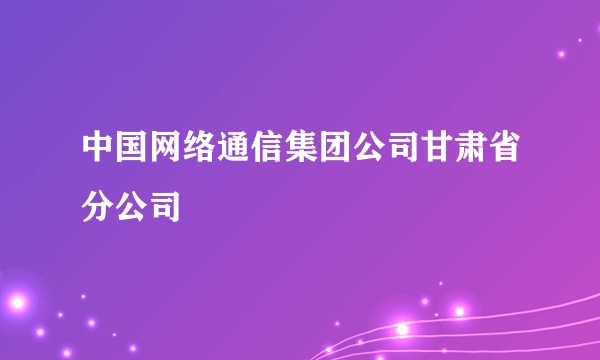 中国网络通信集团公司甘肃省分公司