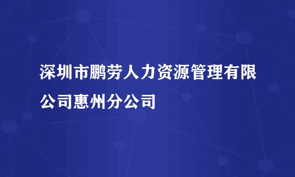 深圳市鹏劳人力资源管理有限公司惠州分公司