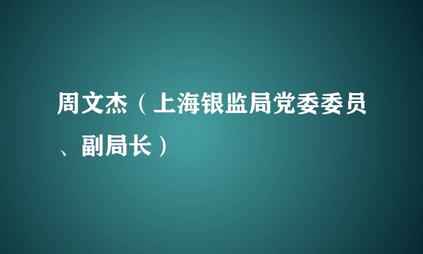 周文杰(上海银监局党委委员、副局长)