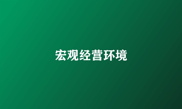 宏观经营环境