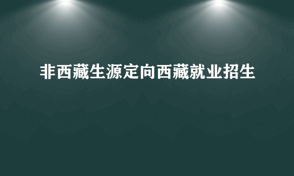 非西藏生源定向西藏就业招生