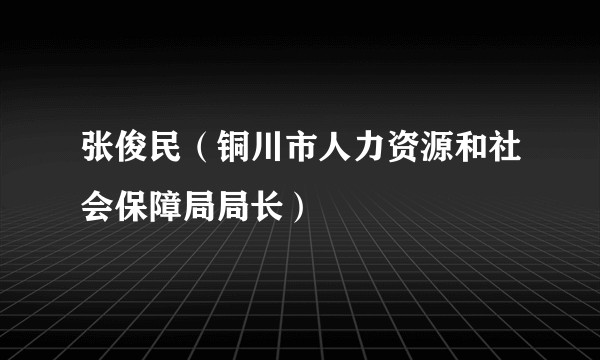 张俊民(铜川市人力资源和社会保障局局长)