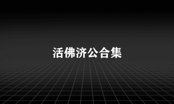 活佛济公合集