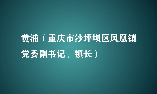 黄浦（重庆市沙坪坝区凤凰镇党委副书记、镇长）