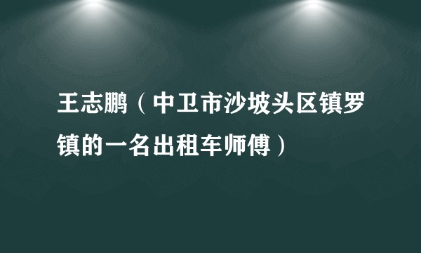王志鹏(中卫市沙坡头区镇罗镇的一名出租车师傅)