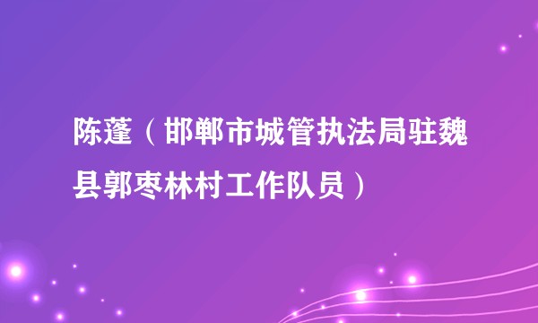 陈蓬(邯郸市城管执法局驻魏县郭枣林村工作队员)