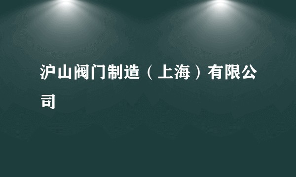 沪山阀门制造(上海)有限公司
