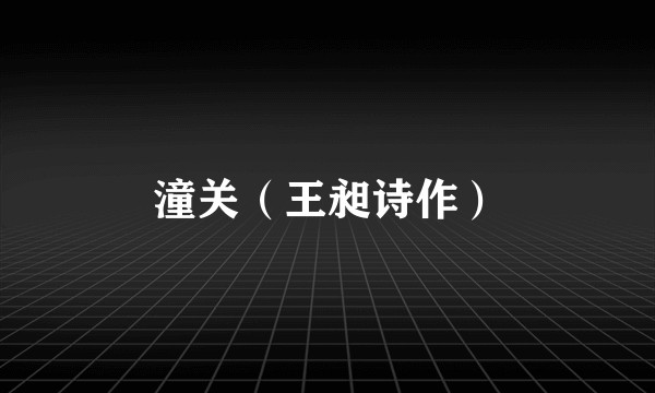 潼关（王昶诗作）