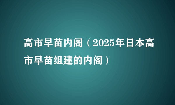 高市早苗内阁（2025年日本高市早苗组建的内阁）