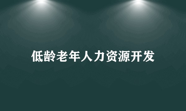 低龄老年人力资源开发