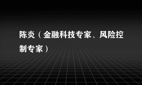 陈炎（金融科技专家、风险控制专家）