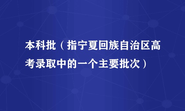 本科批（指宁夏回族自治区高考录取中的一个主要批次）