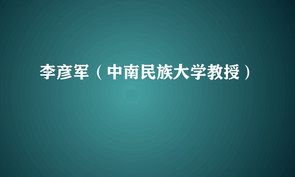 李彦军（中南民族大学教授）