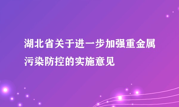 湖北省关于进一步加强重金属污染防控的实施意见