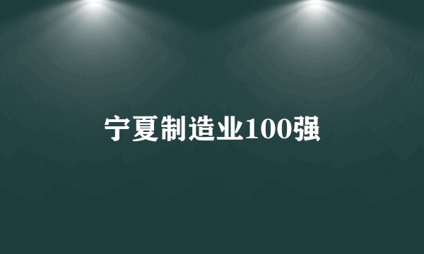 宁夏制造业100强