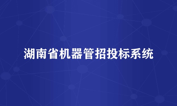 湖南省机器管招投标系统