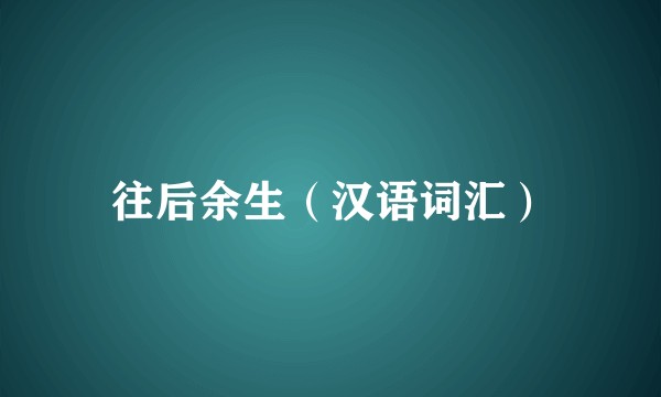 往后余生（汉语词汇）