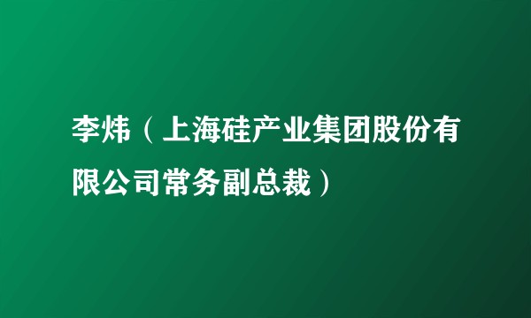 李炜（上海硅产业集团股份有限公司常务副总裁）
