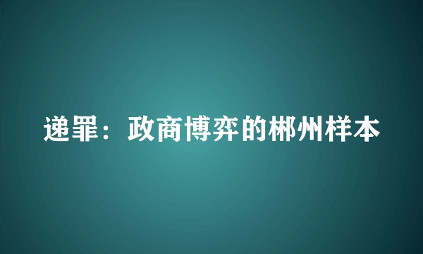 递罪：政商博弈的郴州样本