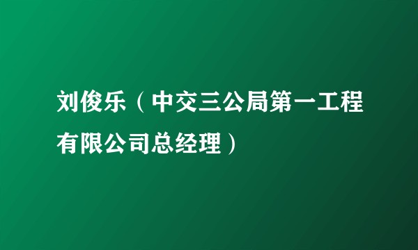 刘俊乐（中交三公局第一工程有限公司总经理）