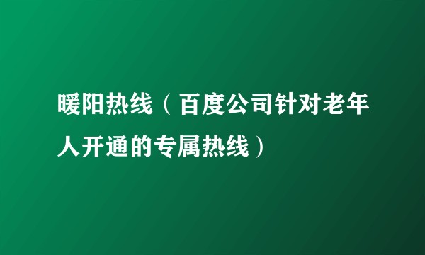 暖阳热线(百度公司针对老年人开通的专属热线)
