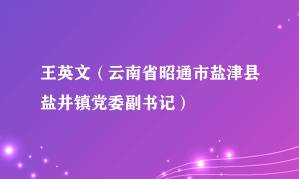 王英文（云南省昭通市盐津县盐井镇党委副书记）