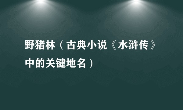 野猪林（古典小说《水浒传》中的关键地名）