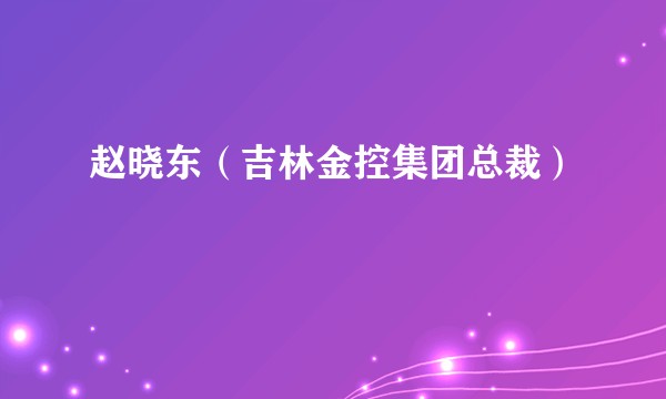 赵晓东（吉林金控集团总裁）