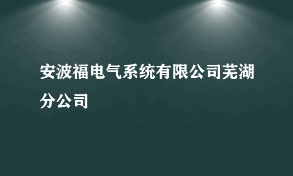 安波福电气系统有限公司芜湖分公司
