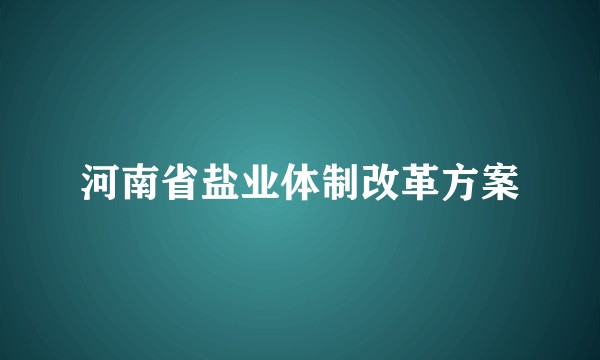 河南省盐业体制改革方案