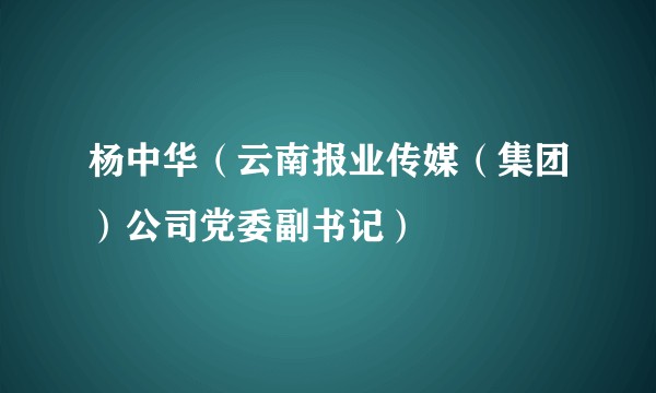 杨中华（云南报业传媒（集团）公司党委副书记）